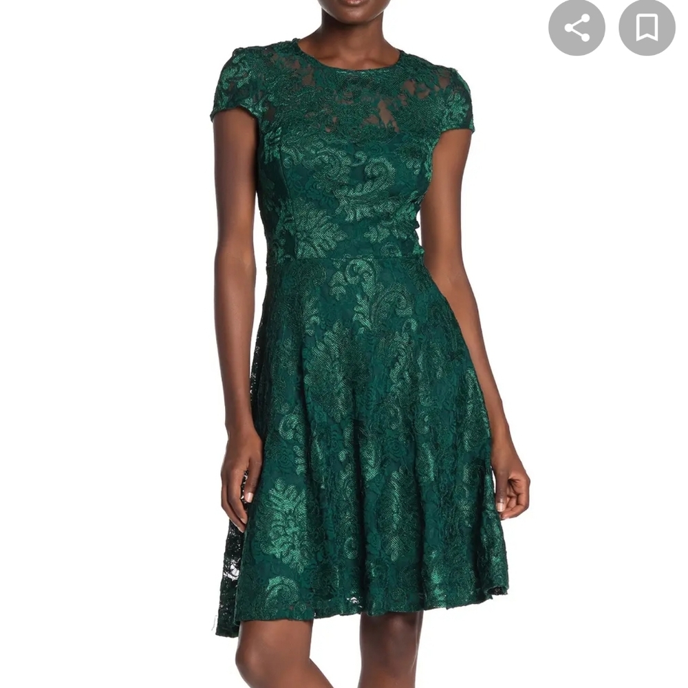 Marina Lace Cap Sleeve Fit & Flare Dress.Size 6